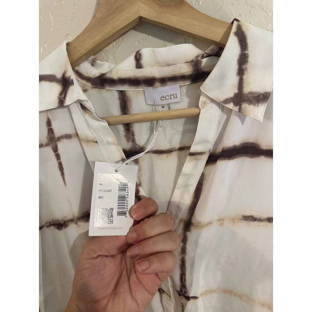 NWT Ecru Y Silk Knightley Belted Mini Button Up Scandi Girl  Shirt Dress - Picture 7 of 12